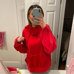 Red Velour / Velvet Juicy Couture Hoodie Oversized